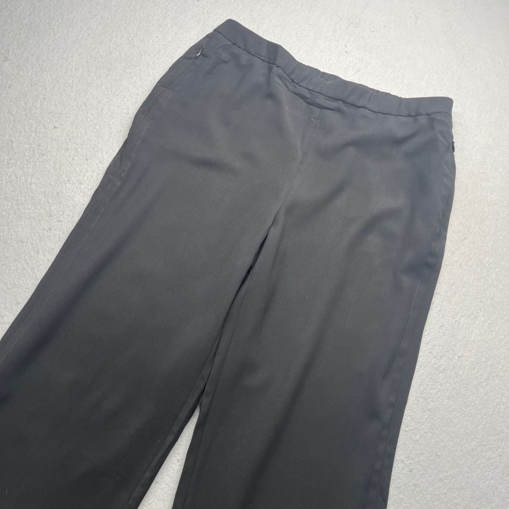 Chico's Black Wide Leg Pull On Trousers Size 1.5P US 10R Workwear Minimalist